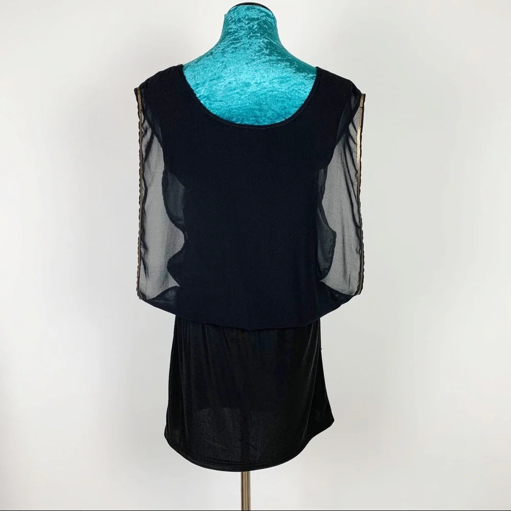 Francesca's Black Gold Sequin Drop Waist Dress - Picture 3 of 8